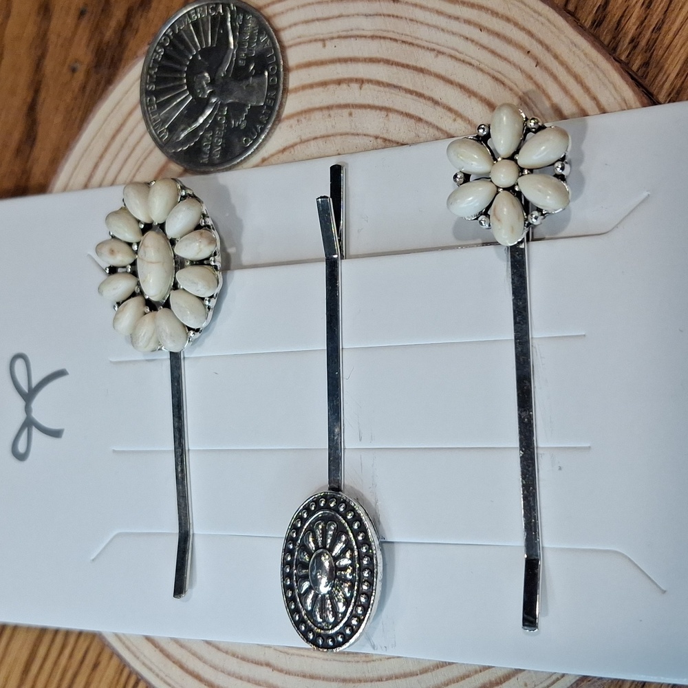 Cream & Silver Hair Pin Set - Picture 4 of 5